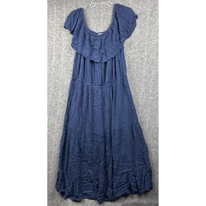 Speed Control Navy Blue Off Shoulder Maxi Dress Women's Plus 2X